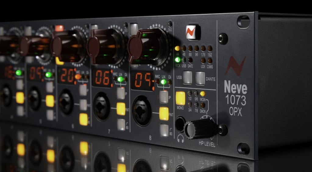 AMS Neve 1073 OPX An 8channel Neve preamp with USB and Dante audio